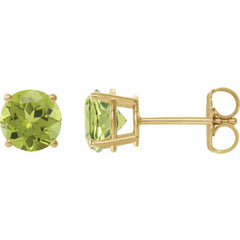 14K Yellow Natural Peridot Stud Earrings
