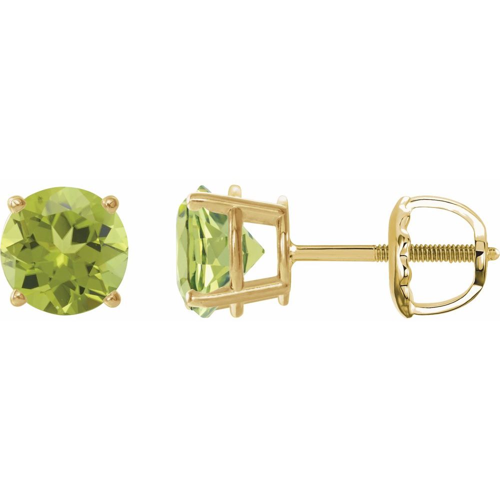 14K Yellow Natural Peridot Stud Earrings