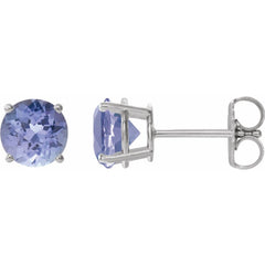 14K White Natural Tanzanite Stud Earrings