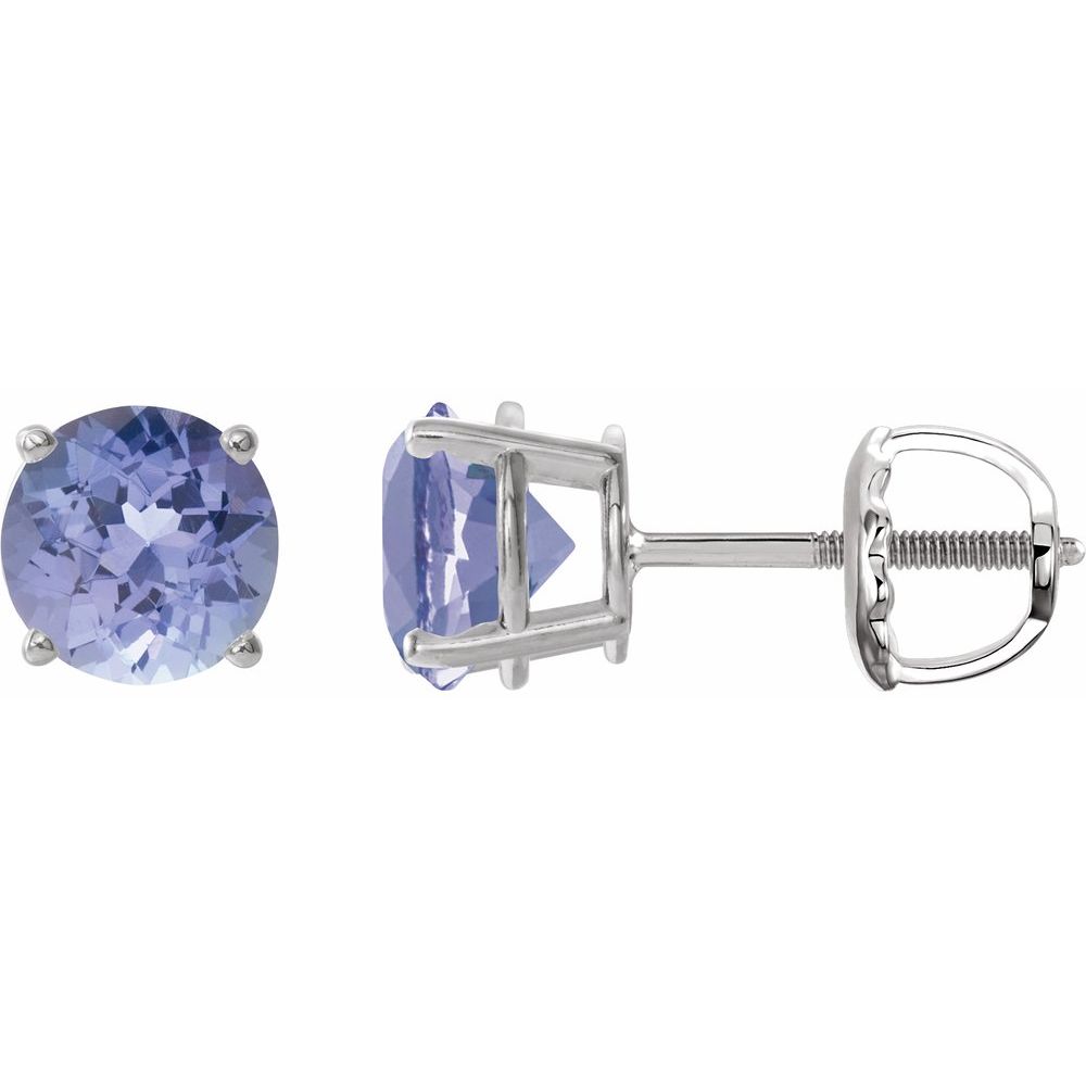 14K White Natural Tanzanite Stud Earrings