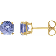 14K Yellow Natural Tanzanite Stud Earrings