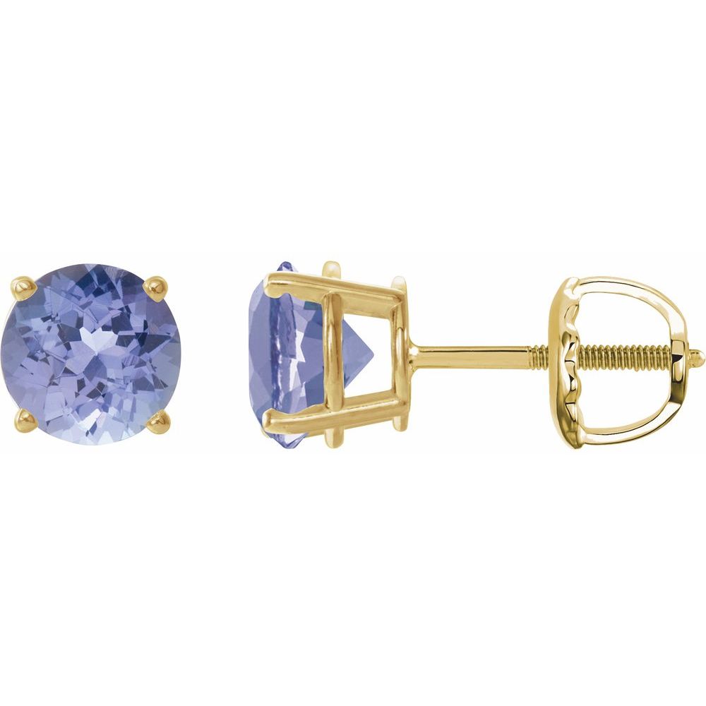 14K Yellow Natural Tanzanite Stud Earrings