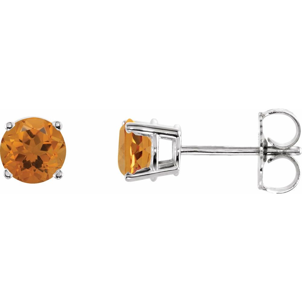 14K White Natural Citrine Stud Earrings