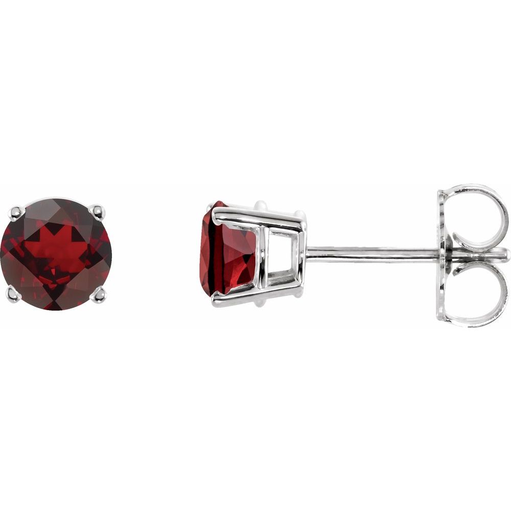 14K White Natural Mozambique Garnet Stud Earrings