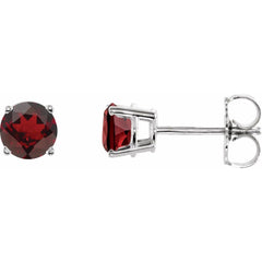 14K White Natural Mozambique Garnet Stud Earrings