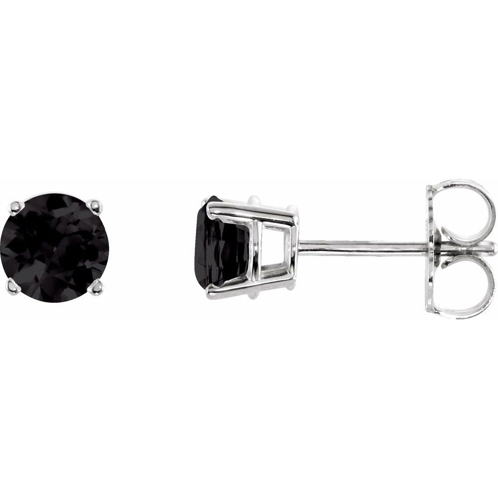 14K White Natural Black Onyx Stud Earrings