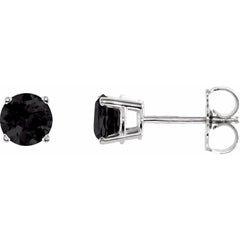 14K White Natural Black Onyx Stud Earrings