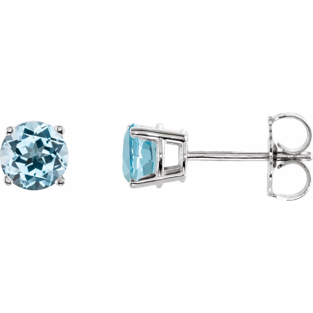 14K White Natural Sku Blue Topaz Stud Earrings