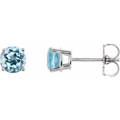 14K White Natural Sku Blue Topaz Stud Earrings