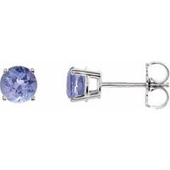 14K White Natural Tanzanite Stud Earrings