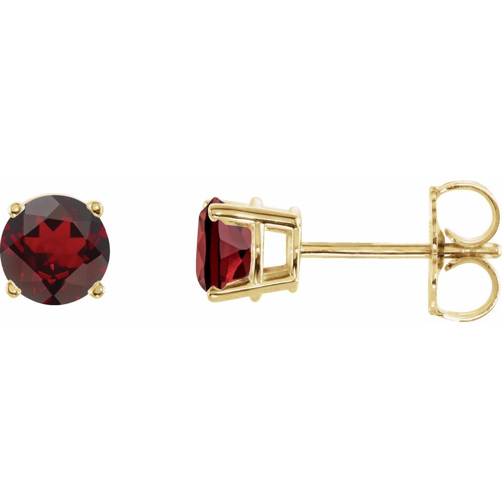 14K Yellow Natural Mozambique Garnet Stud Earrings