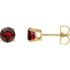 14K Yellow Natural Mozambique Garnet Stud Earrings