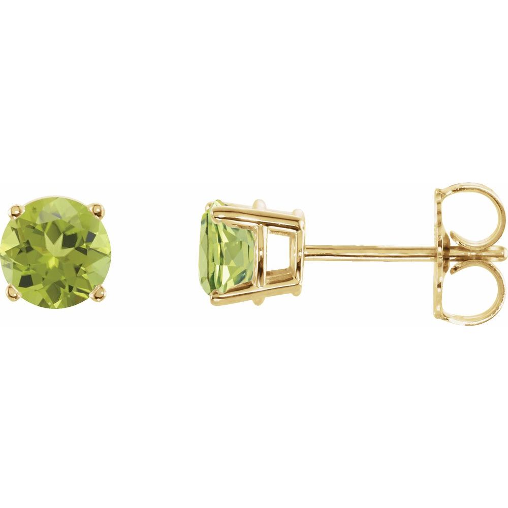14K Yellow Natural Peridot Stud Earrings