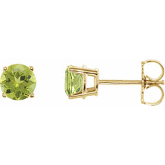 14K Yellow Natural Peridot Stud Earrings
