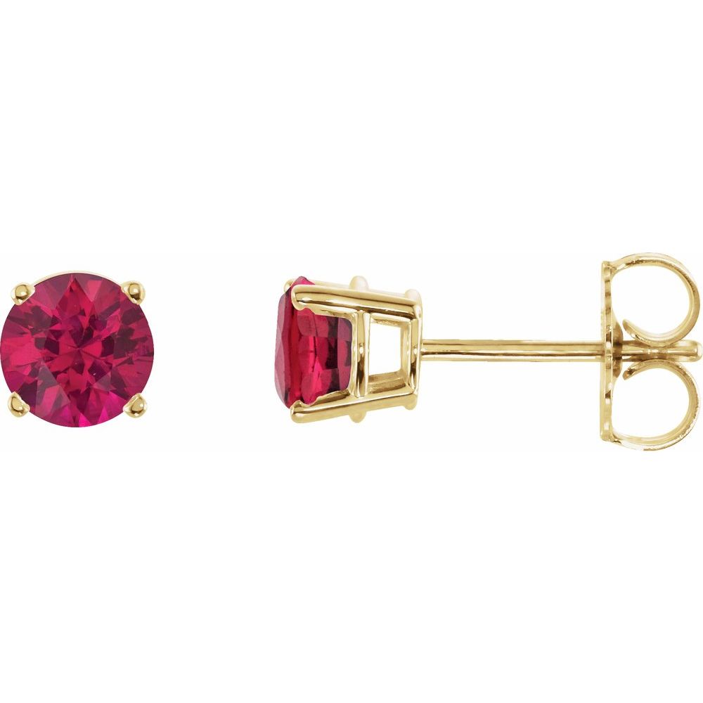 14K Yellow Natural Ruby Stud Earrings