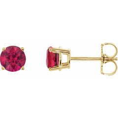 14K Yellow Lab-Grown Ruby Stud Earrings