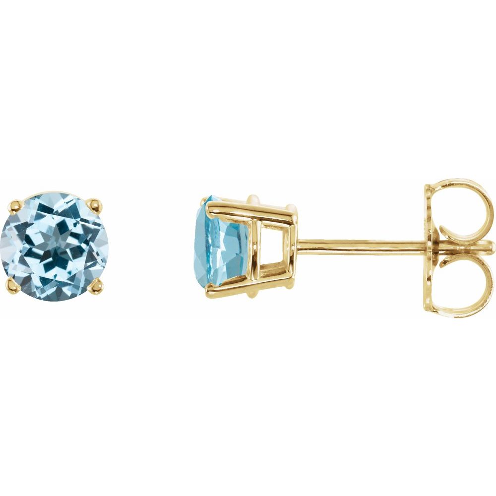 14K Yellow Natural Sku Blue Topaz Stud Earrings
