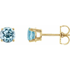 14K Yellow Natural Sku Blue Topaz Stud Earrings