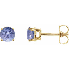 14K Yellow Natural Tanzanite Stud Earrings