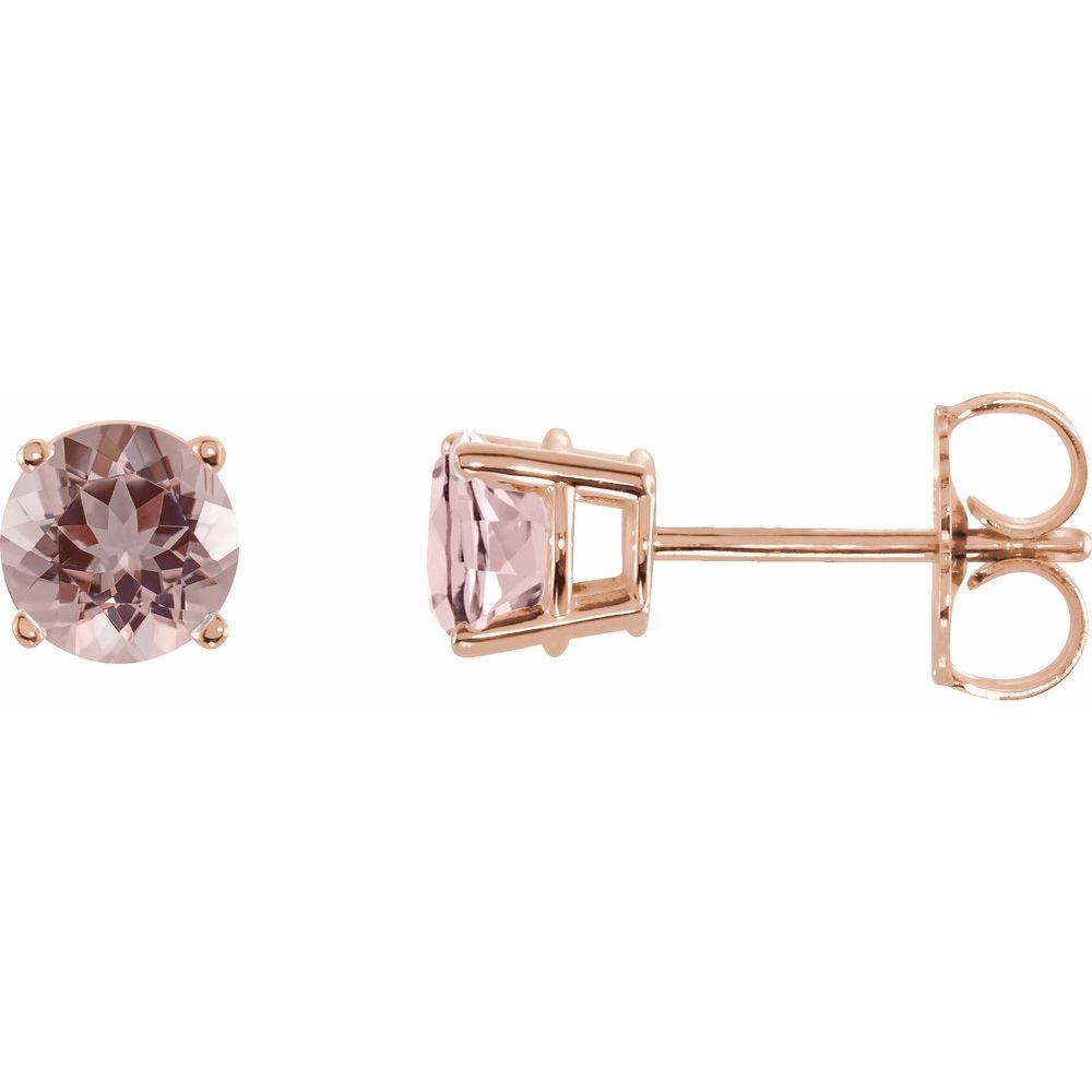 14K Rose Natural Pink Morganite Stud Earrings