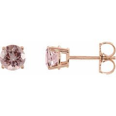 14K Rose Natural Pink Morganite Stud Earrings