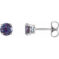 14K White Lab-Grown Alexandrite Stud Earrings