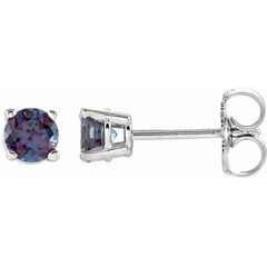 14K White Lab-Grown Alexandrite Stud Earrings