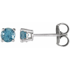 14K White Natural Swiss Blue Topaz Stud Earrings