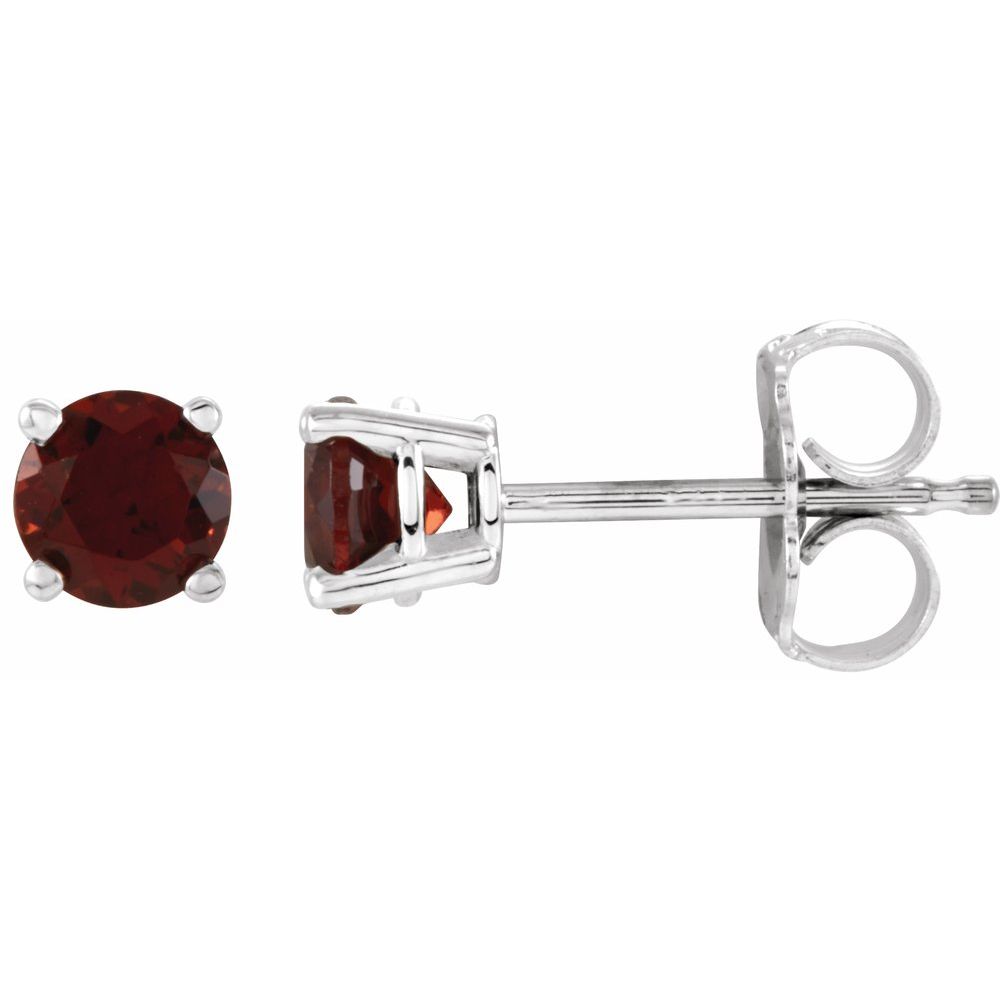 14K White Natural Mozambique Garnet Stud Earrings