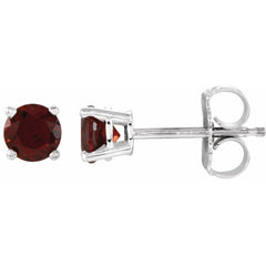 14K White Natural Mozambique Garnet Stud Earrings