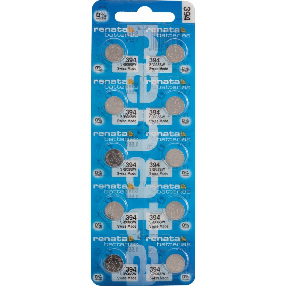 Renata® 0% Mercury Silver Oxide Watch Batteries – 1.55V, Long-Lasting, High & Low Drain (10-Pack)