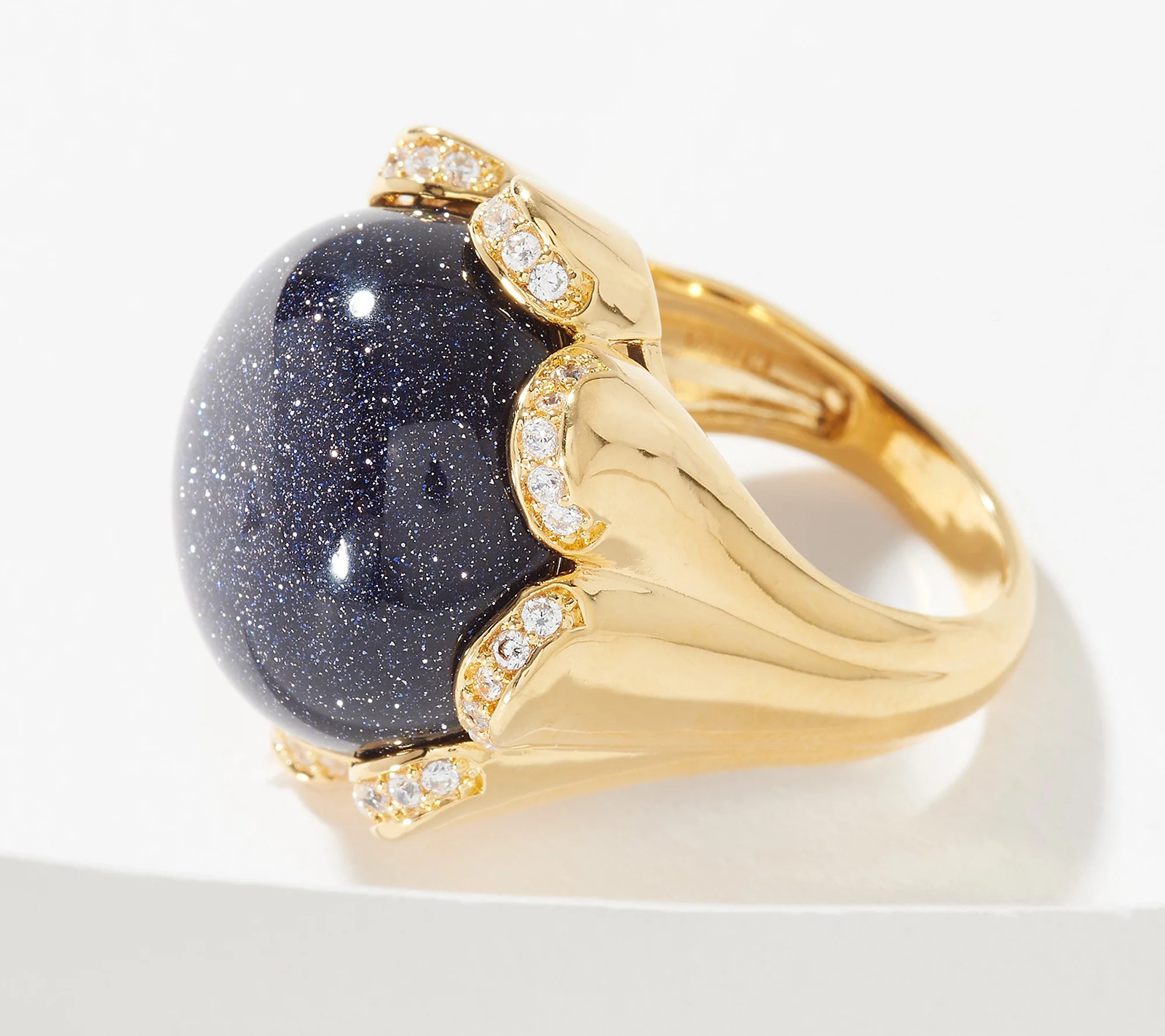 Diamonique x Lola Rose Zoe 14K Yellow Gold-Plated Brass Cocktail Ring Size 7