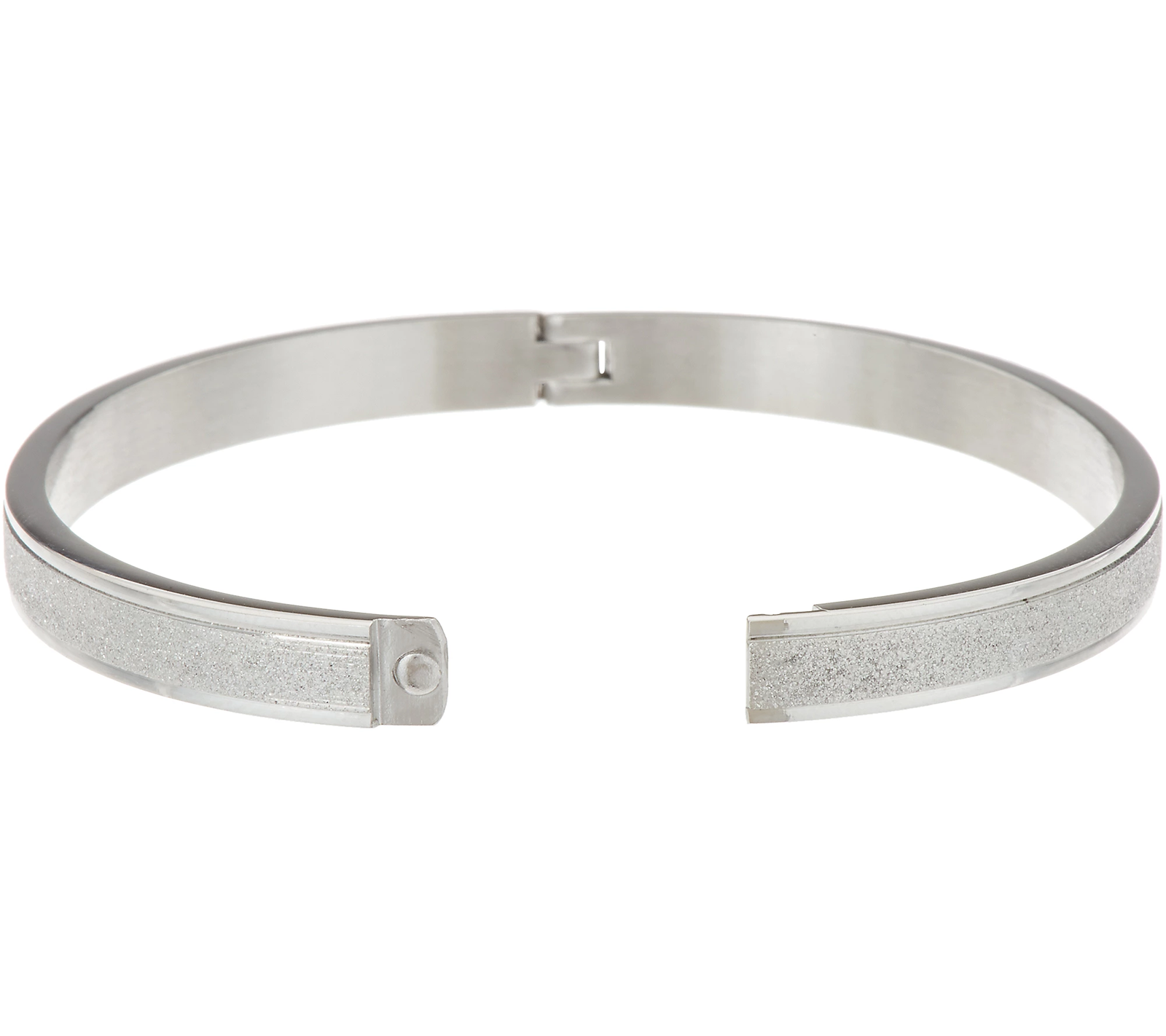 Stainless Steel Glitter Texture Bangle Bracelet, 7-1/4