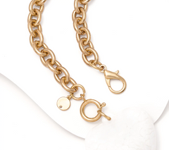 Carla Rockmore Collection Black Stone Medallion Gold Link Necklace One Size