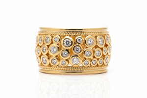 Real Collectibles Goldtone Jeweled Crystal Eternity Band Ring, Size 6