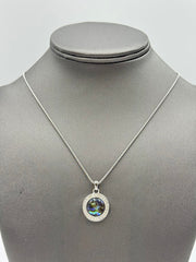 Colleen Lopez Stainless Steel Cabochon Abalone Pendant Necklace 18”