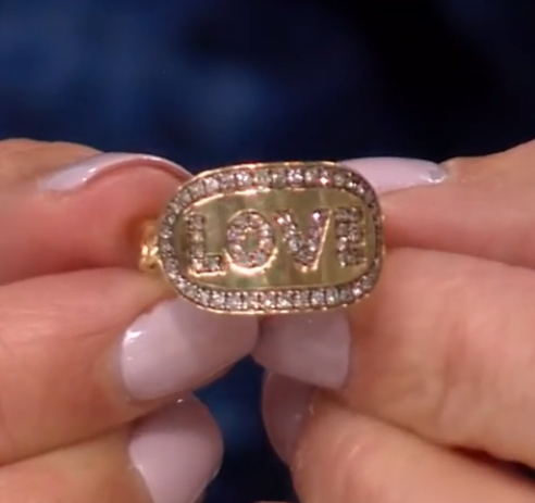 Rarities Sterling Silver Goldclad 0.50ctw Champagne Diamond "Love" Ring, Size 8