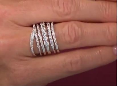 Absolute Sterling Silver Cubic Zirconia 1.89ctww 6-Layer Ring, Size 6