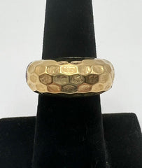 Emma Skye Stainless Steel Crystal-Accented Hammered 2-Tone Ring, Size 7