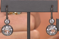 Rarities Sterling Silver Rhodium-Plated Round Gem Drop Earrings
