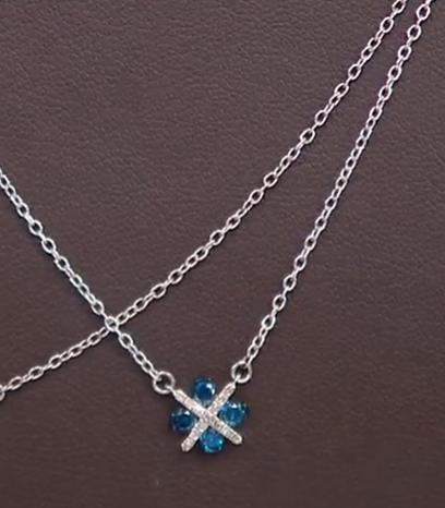 Colleen Lopez Sterling Silver 0.33ctw Blue & White Diamond Necklace, 18"