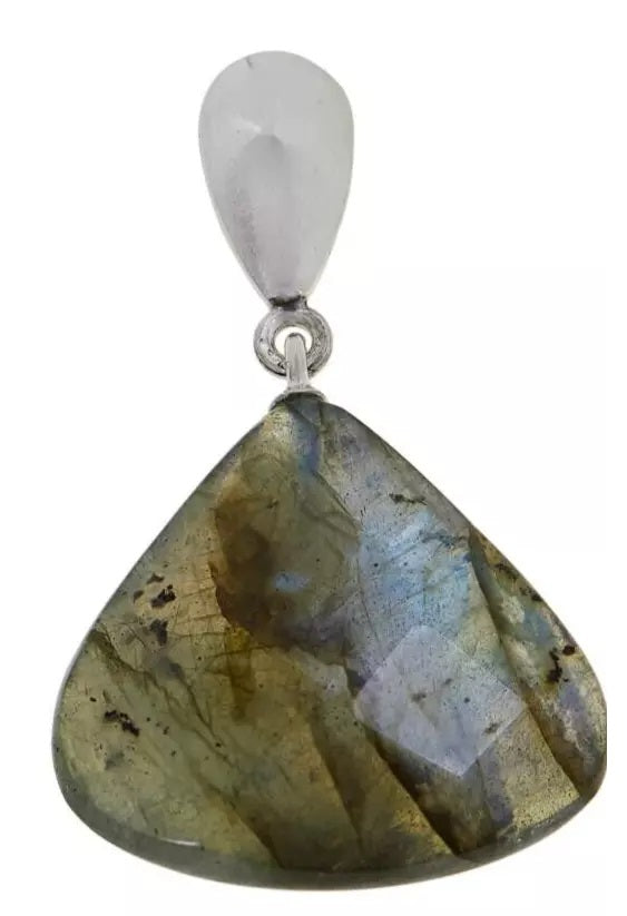 Pendientes colgantes de labradorita facetada multicolor de Jay King en plata de ley de 3,81 cm