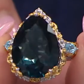 Anillo de plata de ley con fluorita y topacio azul suizo de Gems by Michael, talla 5