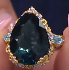 Anillo de plata de ley con fluorita y topacio azul suizo de Gems by Michael, talla 5