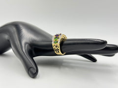 Colleen Lopez Sterling Silver Goldclad Oval Amethyst & Chrome Diopside Ring Size 6 | Elegant Statement Design