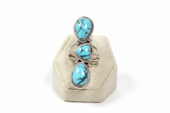 Chaco Canyon Sterling Silver Multicut Kingman Turquoise Elongated Ring, Size 5