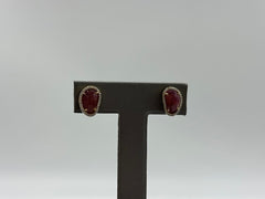 HSN Sterling Silver Goldclad Faceted Ruby Stud Earrings.