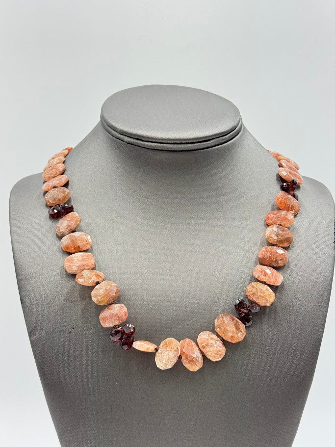 Rarities Sterling Silver Goldclad Faceted Sunstone & Garnet Toggle Necklace, 21"