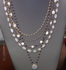 Joya Sterling Silver Goldclad Gemstone 5-Strand Beaded Necklace,  22"