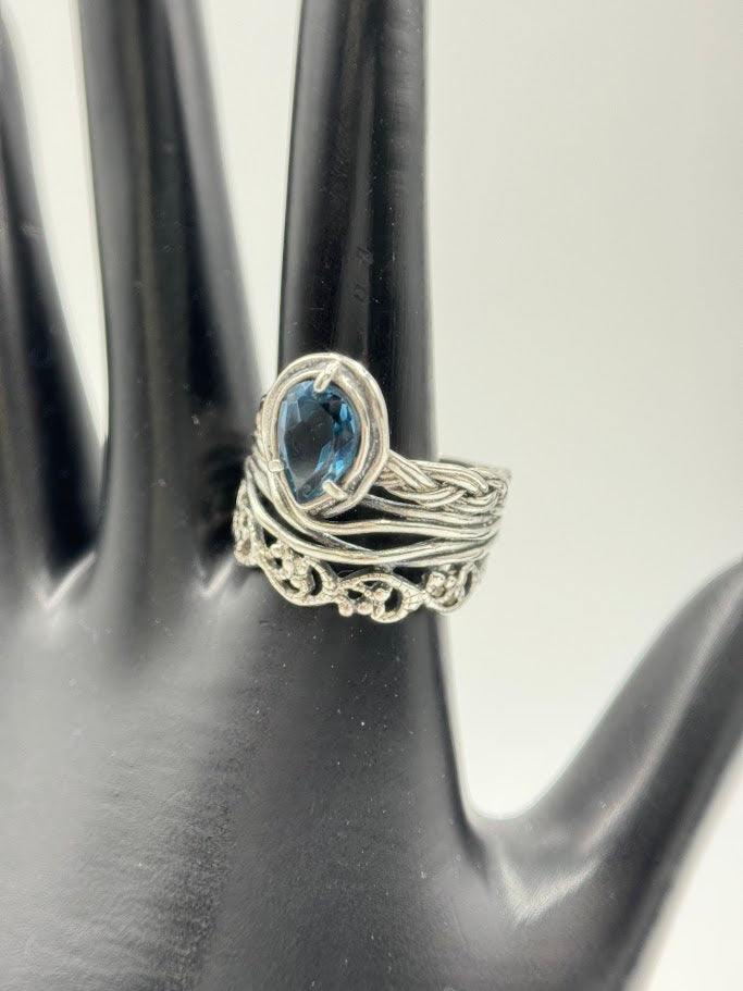 Or Paz Sterling Silver Pear Shaped London Blue Topaz Ring, Size 10